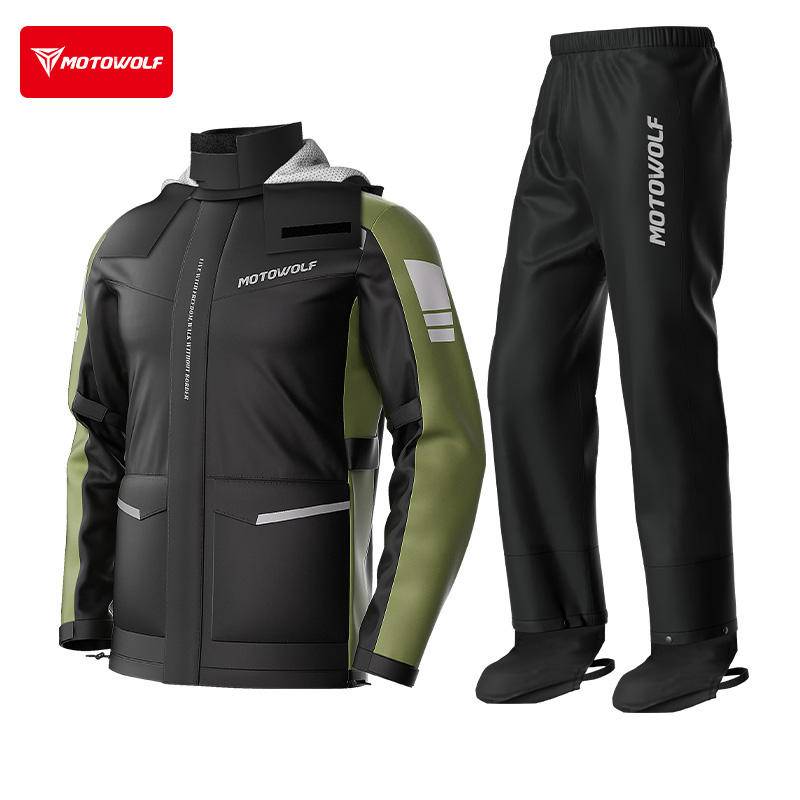 Motowolf RC1 Raincoat Olive Black