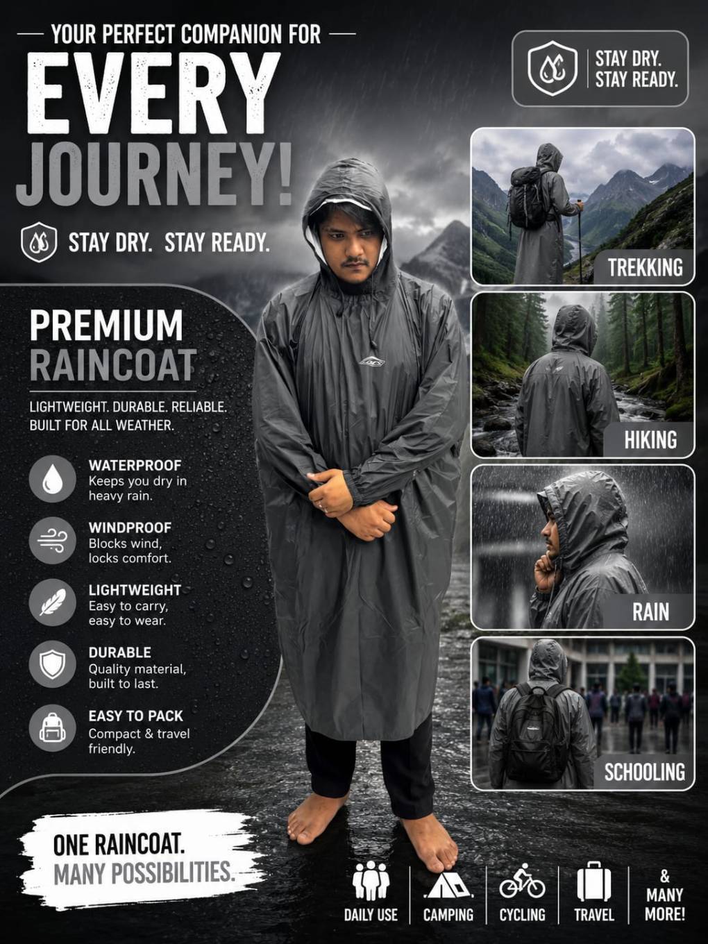 DCS PREMIUM Poncho Ash