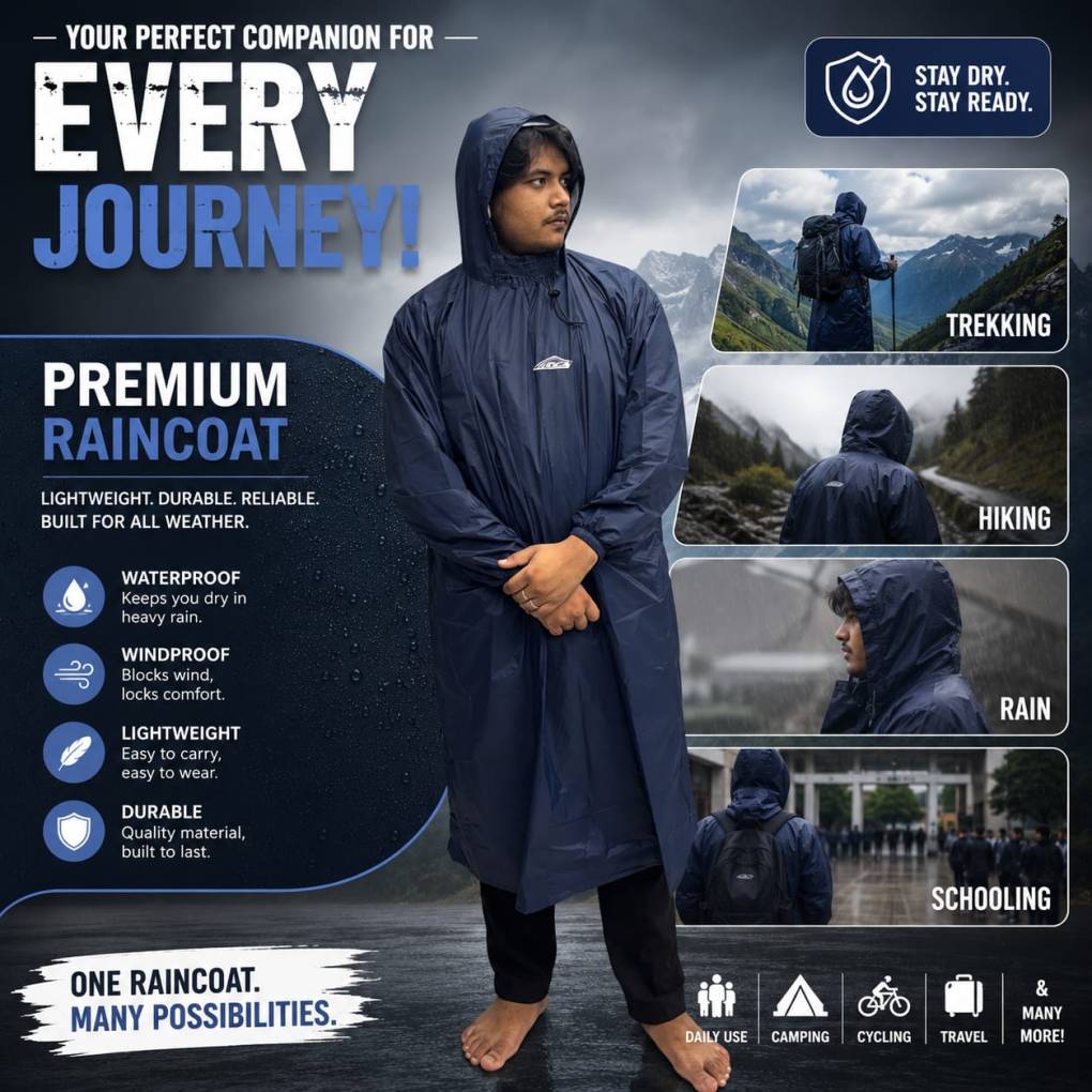 DCS PREMIUM Navy Poncho Navy Blue