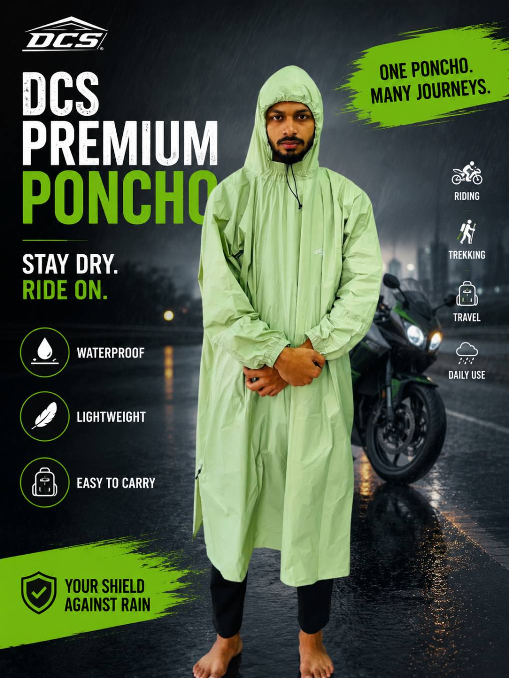 DCS PREMIUM Poncho Mint Green