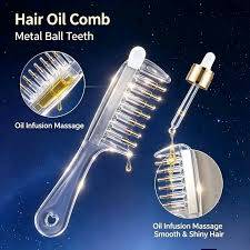 Scalp Oil Applicator Comb – Hair Oil Dispenser Roller Ball Massager, Precise Scalp & Root Hair Oiling Tool for Hairline, Hair Roots, Spa, Salon & Home Use
